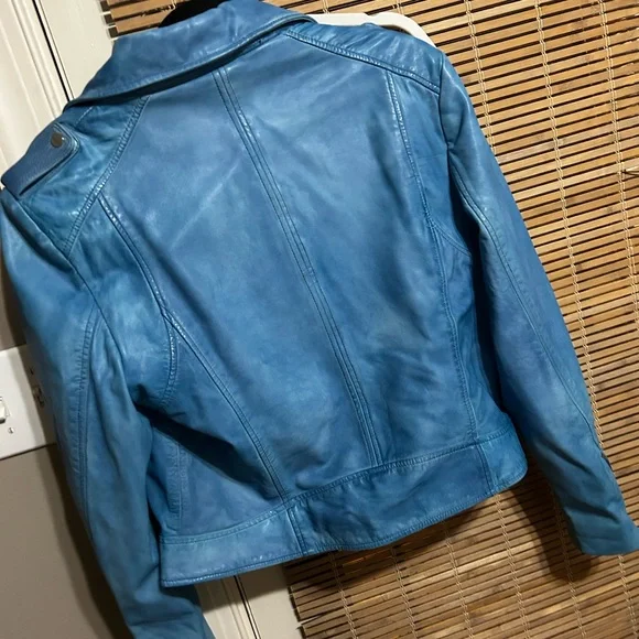 LAMARQUELeather Biker Jacket Women's Size XL Blue Coat Vintage